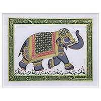 Miniature painting Grey Majestic Elephant India