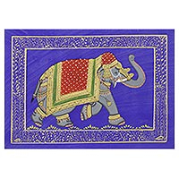 Miniature painting Sapphire Majestic Elephant India