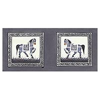 Miniature painting Persian Horses India