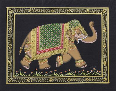 Miniature painting, Midnight Majestic Elephant