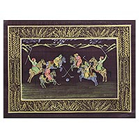 Miniature painting Polo on Brown India