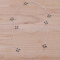 Smoky quartz long station necklace,