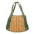 Cotton tote handbag, 'Sunset Cruise II' - Leather Accent Olive Green Cotton Tote Handbag from India (image 2a) thumbail
