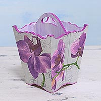 Decoupage wood organizer Alluring Orchids India