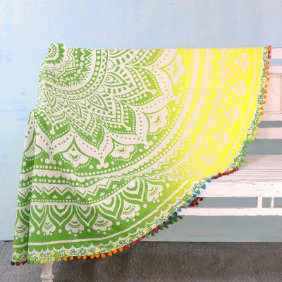 Cotton beach roundie, 'Sun Petals' - Cotton Beach Roundie in Spring Green and Daffodil from India