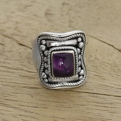 Amethyst and Sterling Silver Cocktail Ring from India