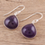 Amethyst dangle earrings, 'Dancing Soul' - Amethyst and Sterling Silver Dangle Earrings from India (image 2b) thumbail
