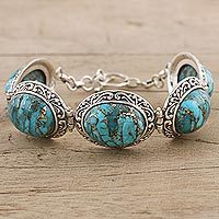 Sterling silver link bracelet,
