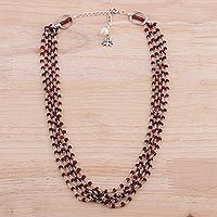 Garnet and cultured pearl beaded necklace,