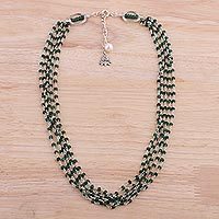 Aventurine and cultured pearl beaded necklace,