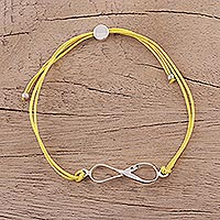 Sterling silver pendant bracelet, 'For Ever and Ever in Yellow' - Sterling Silver Infinity Bracelet in Yellow from India
