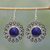 Lapis lazuli dangle earrings, 'Glistening Blossoms' - Lapis Lazuli and Sterling Silver Dangle Earrings from India thumbail