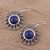 Lapis lazuli dangle earrings, 'Glistening Blossoms' - Lapis Lazuli and Sterling Silver Dangle Earrings from India (image 2b) thumbail