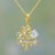 Gold plated blue topaz pendant necklace, 'Golden Tree' - Gold Plated Blue Topaz Tree Pendant Necklace from India thumbail