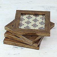Wood and glass coasters,