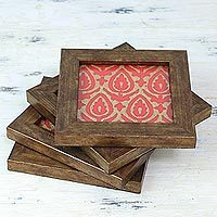 Wood and glass coasters,
