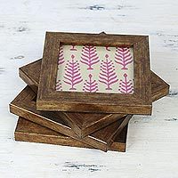 Wood and glass coasters,