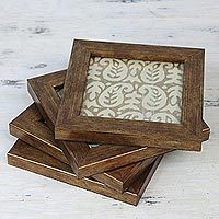 Wood and glass coasters,