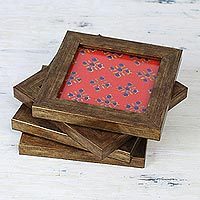 Wood and glass coasters,