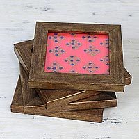 Wood and glass coasters,