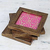 Wood and glass coasters,