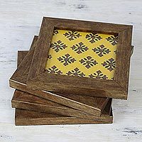 Wood and glass coasters,