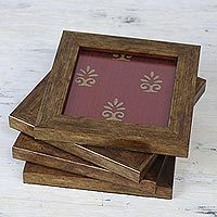 Wood and glass coasters,