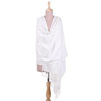 Embroidered wool shawl,