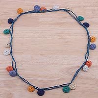Long cotton station necklace,