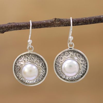 Cultured pearl dangle earrings, In the Branches