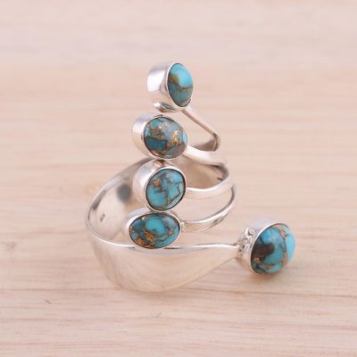 Sterling Silver Wrap Ring with Blue Composite Turquoise