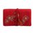 Jewelry roll, 'Floral Brilliance' - Beaded Floral Jewelry Roll in Crimson from India (image 2a) thumbail