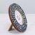 Glass photo frame, 'Bubbling Memories in Blue' (4 inch) - 4 Inch Circular Blue Glass Mosaic Photo Frame from India (image 2b) thumbail