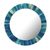Wood wall mirror, 'Blue Radiance' - Circular Blue Mango Wood Wall Mirror from India (image 2a) thumbail