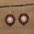 Gold plated garnet and cultured pearl dangle earrings, 'Gleaming Suns' - Gold Plated Garnet and Pearl Dangle Earrings from India thumbail