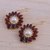 Gold plated garnet and cultured pearl dangle earrings, 'Gleaming Suns' - Gold Plated Garnet and Pearl Dangle Earrings from India (image 2b) thumbail