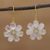 Gold plated rainbow moonstone and aquamarine dangle earrings, 'Teardrop Flowers' - Gold Plated Rainbow Moonstone Dangle Earrings from India thumbail