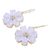 Gold plated rainbow moonstone and aquamarine dangle earrings, 'Teardrop Flowers' - Gold Plated Rainbow Moonstone Dangle Earrings from India (image 2c) thumbail