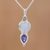 Amethyst and rainbow moonstone pendant necklace, 'Eternal Drop' - Amethyst and Rainbow Moonstone Pendant Necklace from India thumbail