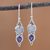 Amethyst and rainbow moonstone dangle earrings, 'Eternal Drops' - Amethyst and Rainbow Moonstone Dangle Earrings from India thumbail
