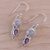 Amethyst and rainbow moonstone dangle earrings, 'Eternal Drops' - Amethyst and Rainbow Moonstone Dangle Earrings from India (image 2b) thumbail