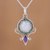 Rainbow moonstone and amethyst pendant necklace, 'Majestic Window' - Rainbow Moonstone and Amethyst Pendant Necklace from India thumbail