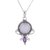 Rainbow moonstone and amethyst pendant necklace, 'Majestic Window' - Rainbow Moonstone and Amethyst Pendant Necklace from India (image 2a) thumbail