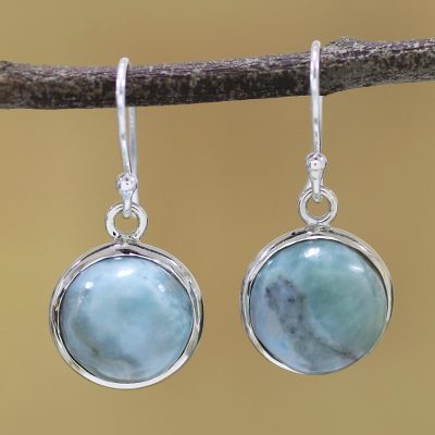 Larimar dangle earrings, Neptune