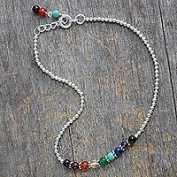 Multi-gemstone beaded anklet,