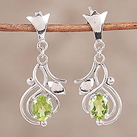 Peridot dangle earrings, 'Green Temptations' - Peridot and Rhodium Plated Sterling Silver Dangle Earrings