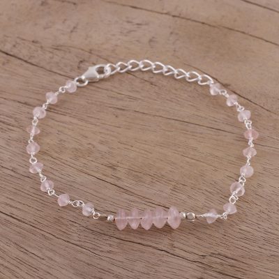 Rose quartz link bracelet, Luminous Pink