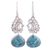Sterling silver dangle earrings, 'Blue Peacock Majesty' - Sterling Silver Peacock Dangle Earrings from India (image 2a) thumbail