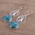 Sterling silver dangle earrings, 'Blue Peacock Majesty' - Sterling Silver Peacock Dangle Earrings from India (image 2b) thumbail