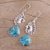 Sterling silver dangle earrings, 'Blue Peacock Majesty' - Sterling Silver Peacock Dangle Earrings from India (image 2c) thumbail